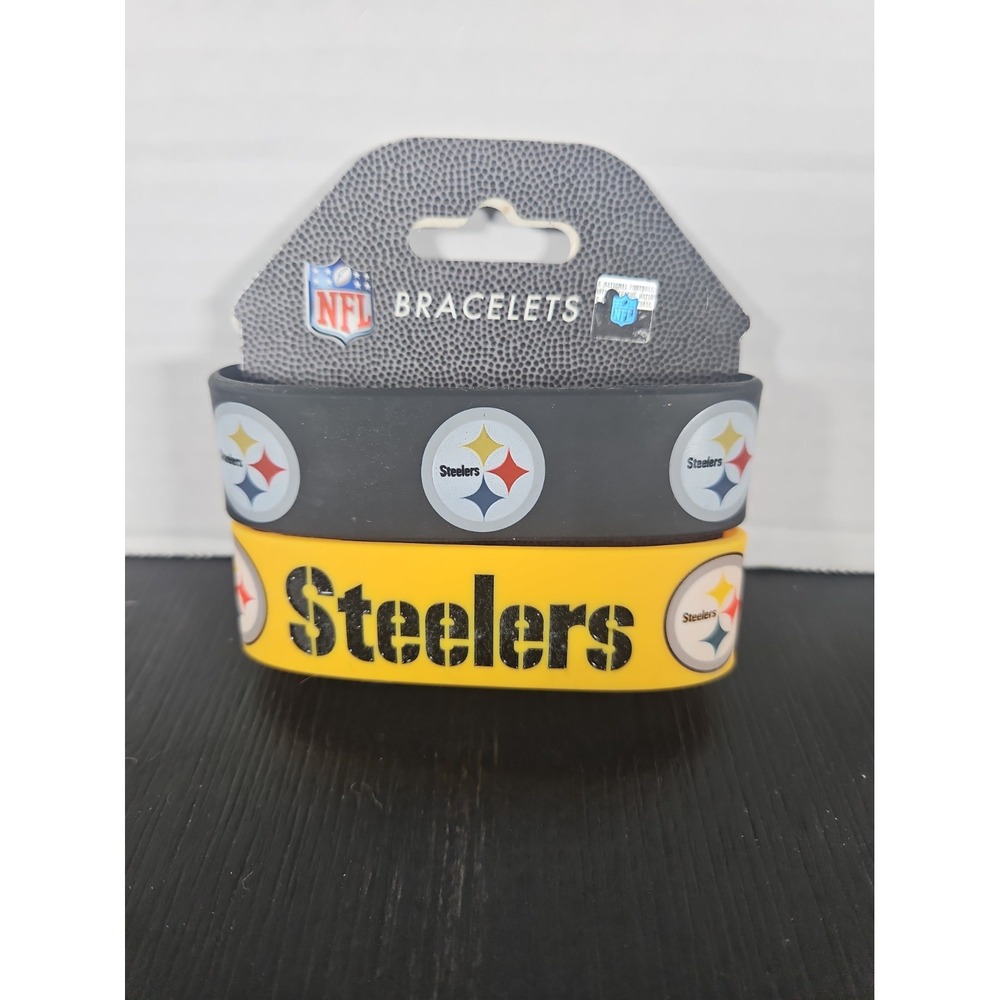 NFL Pittsburgh Steelers Rubber Wristband Bracelet Set Of 2 New (A)